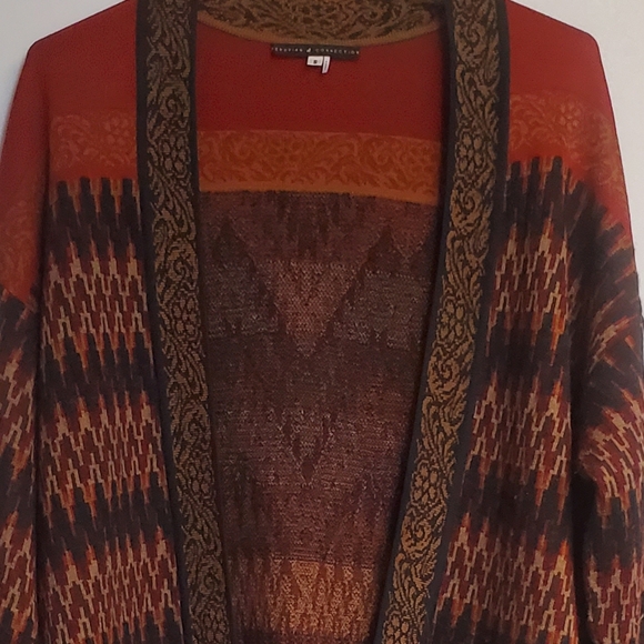 Peruvian Connection Southwestern Print  Prima Cotton Alpaca Cardigan Sweater Sm. - Picture 3 of 8